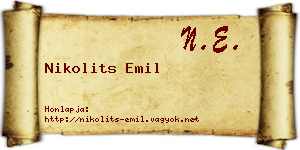 Nikolits Emil névjegykártya